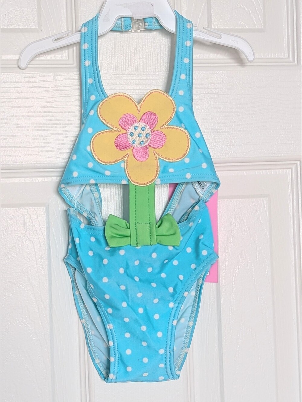 NWT (12-18 Months) Turquoise Polka-Dot Flower One-Piece Swim/Bathing Suit